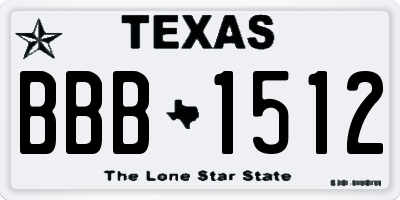 TX license plate BBB1512