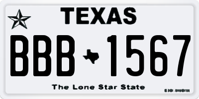 TX license plate BBB1567
