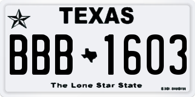 TX license plate BBB1603