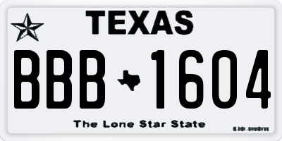 TX license plate BBB1604