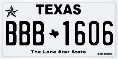TX license plate BBB1606
