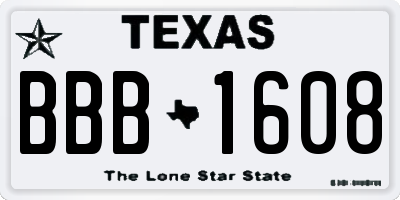 TX license plate BBB1608