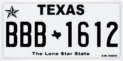 TX license plate BBB1612