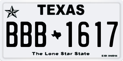 TX license plate BBB1617