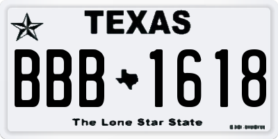 TX license plate BBB1618