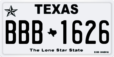 TX license plate BBB1626