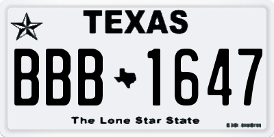 TX license plate BBB1647