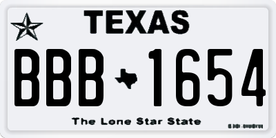 TX license plate BBB1654