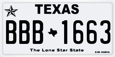 TX license plate BBB1663