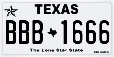 TX license plate BBB1666