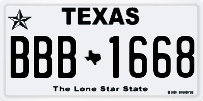 TX license plate BBB1668