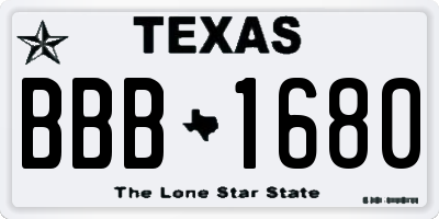 TX license plate BBB1680