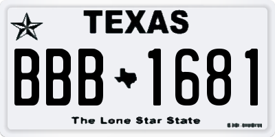 TX license plate BBB1681
