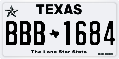 TX license plate BBB1684