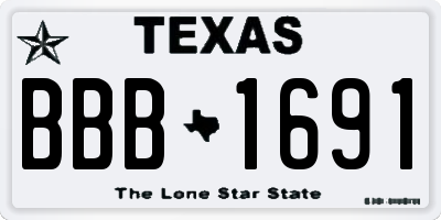 TX license plate BBB1691