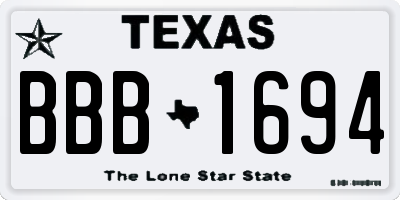 TX license plate BBB1694