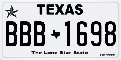 TX license plate BBB1698