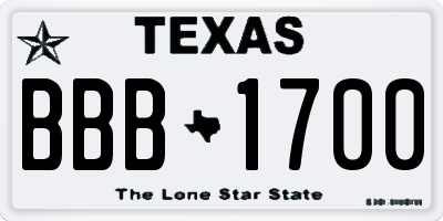 TX license plate BBB1700