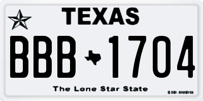 TX license plate BBB1704
