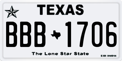 TX license plate BBB1706