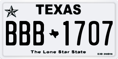 TX license plate BBB1707