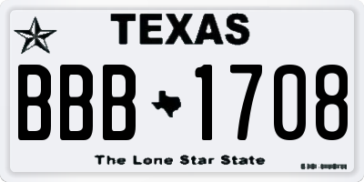 TX license plate BBB1708