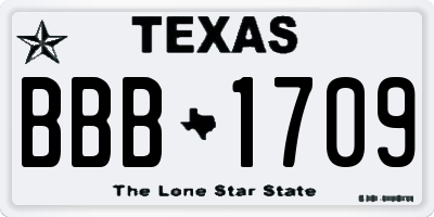 TX license plate BBB1709