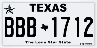TX license plate BBB1712