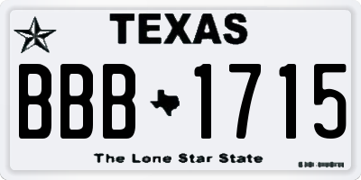 TX license plate BBB1715