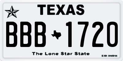 TX license plate BBB1720