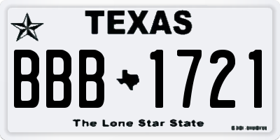 TX license plate BBB1721