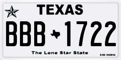 TX license plate BBB1722