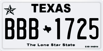 TX license plate BBB1725