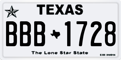 TX license plate BBB1728