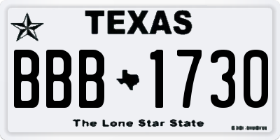 TX license plate BBB1730