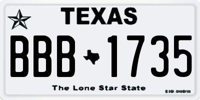 TX license plate BBB1735