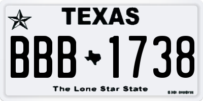 TX license plate BBB1738