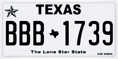 TX license plate BBB1739