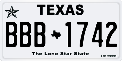 TX license plate BBB1742