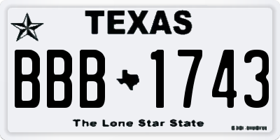 TX license plate BBB1743