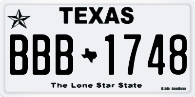 TX license plate BBB1748