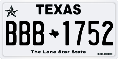 TX license plate BBB1752