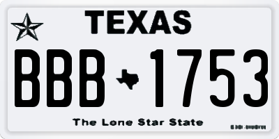 TX license plate BBB1753