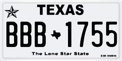 TX license plate BBB1755