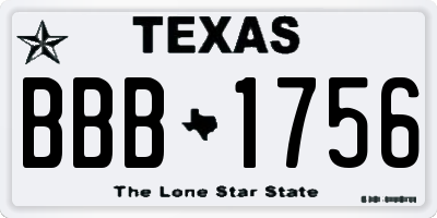 TX license plate BBB1756