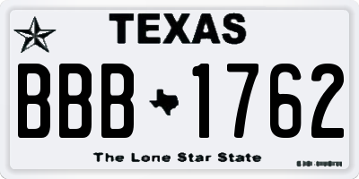 TX license plate BBB1762