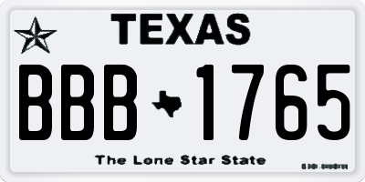 TX license plate BBB1765