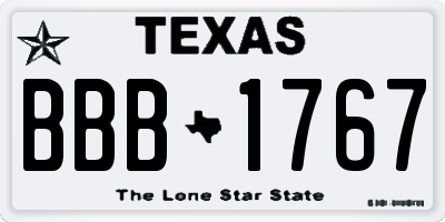 TX license plate BBB1767