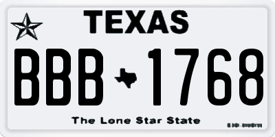 TX license plate BBB1768