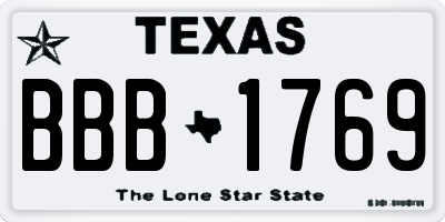 TX license plate BBB1769